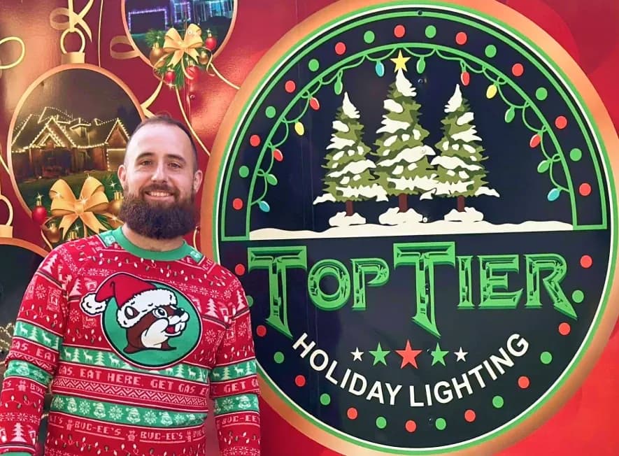 Amar, founder of Top Tier Lights, a locally owned holiday lighting company in Houston TX