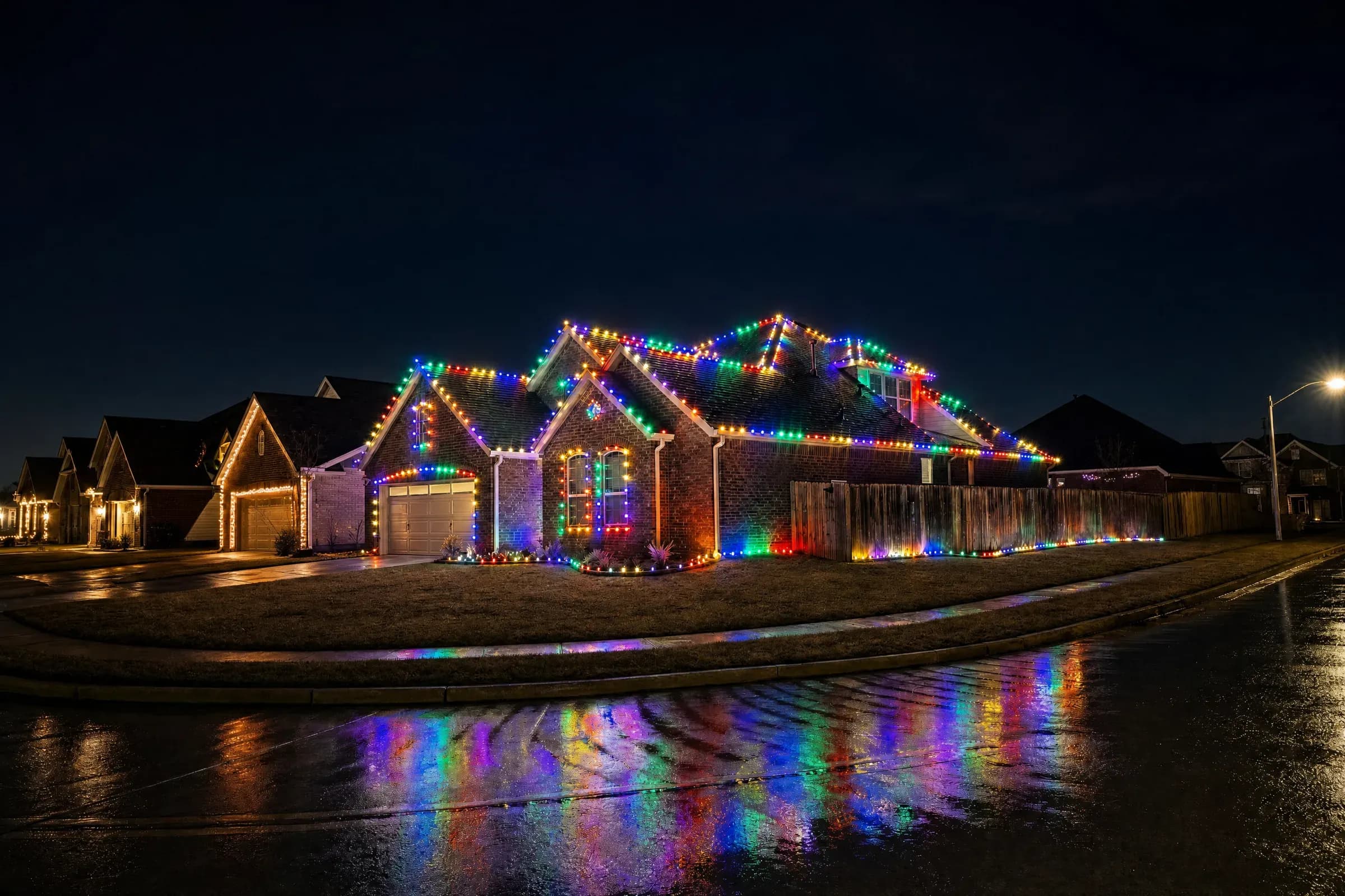 Professional Christmas lights on a home in the Atascocita and Lake Houston area